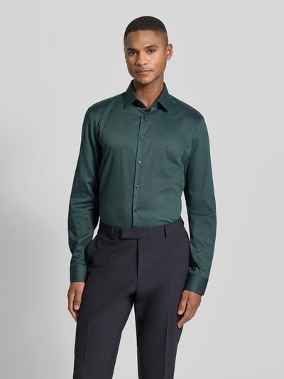 Jake*s Slim fit zakelijk overhemd van katoen met kentkraag Rietgroen - 4