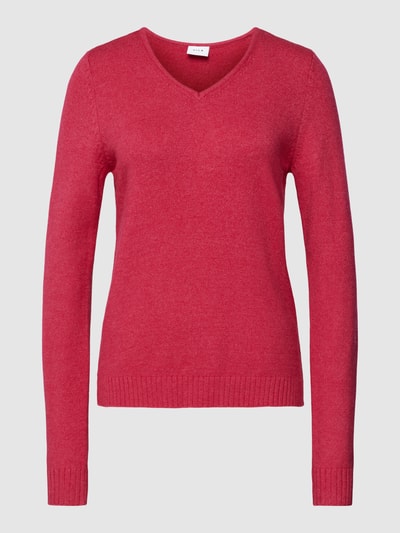 VILA Strickpullover mit gerippten Abschlüssen Modell 'VIRIL' Kirsche 2