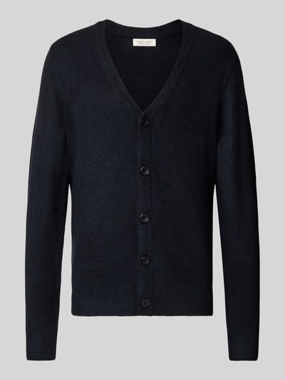 Casual Friday Slim fit gebreid jack met V-hals, model 'Heine' Donkerblauw - 2