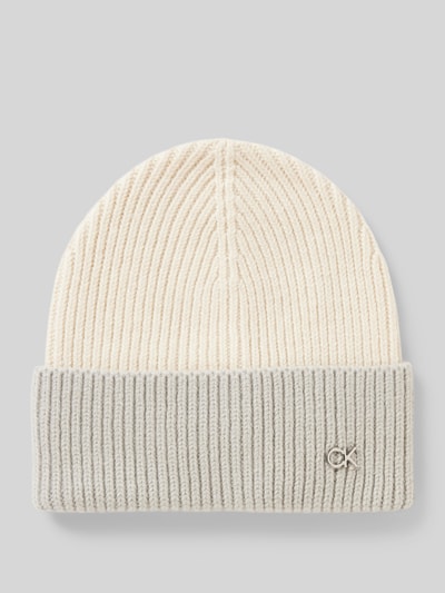 CK Calvin Klein Beanie in Two-Tone-Machart aus Wolle-Kaschmir-Mix Hellgrau 1