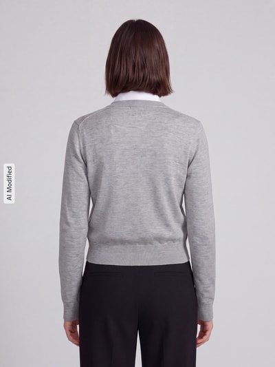 HUGO Regular Fit Strickjacke aus Woll-Mix mit Lyocell-Kaschmir-Anteil Modell 'Sfabro' Hellgrau 5