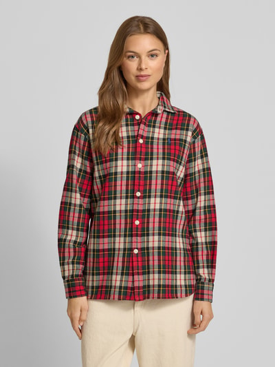 Polo Ralph Lauren Relaxed fit overhemdblouse met labelstitching Rood gemêleerd - 4