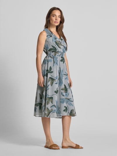 Zero Midikleid mit V-Ausschnitt und Volants Bleu 1