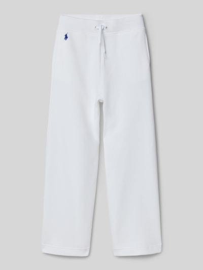 Produktfoto, Regular Fit Sweatpants aus Baumwoll-Mix von Polo Ralph Lauren Teens, unifarben weiß mit Logo-Stitching, elastischer Bund, seitliche Taschen