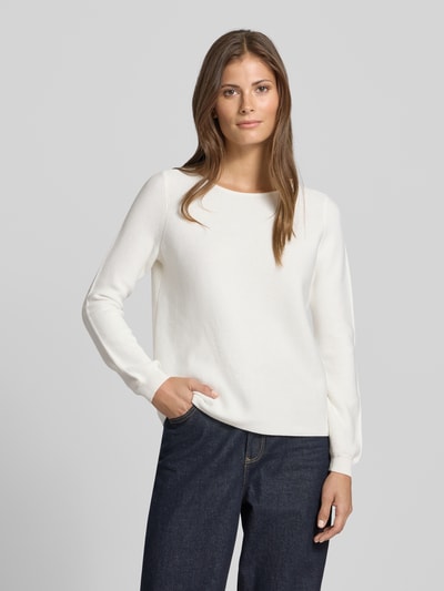 Christian Berg Woman Bluzka z długim rękawem o kroju regular fit z imitacji dzianiny z czystej bawełny Złamany biały 4