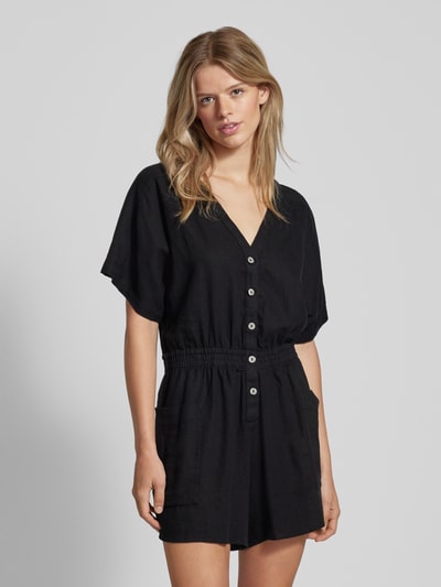 Tom Tailor Denim Jumpsuit aus Leinen-Viskose-Mix mit Knopfleiste Black 4