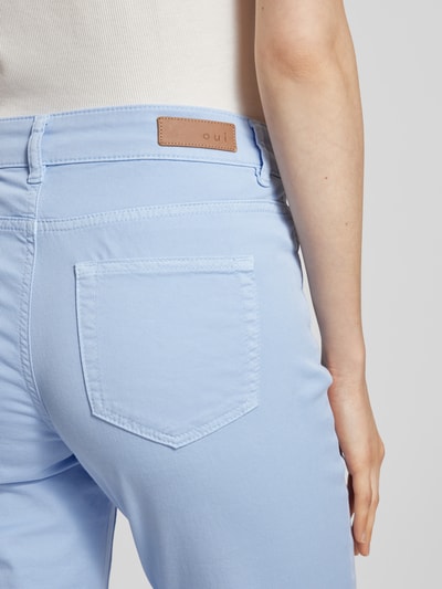 Oui Slim Fit Hose mit verkürztem Schnitt Hellblau 3