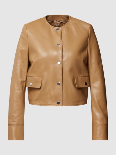 BOSS Lederjacke mit Knopfleiste Modell 'Samarie' in black Camel 2