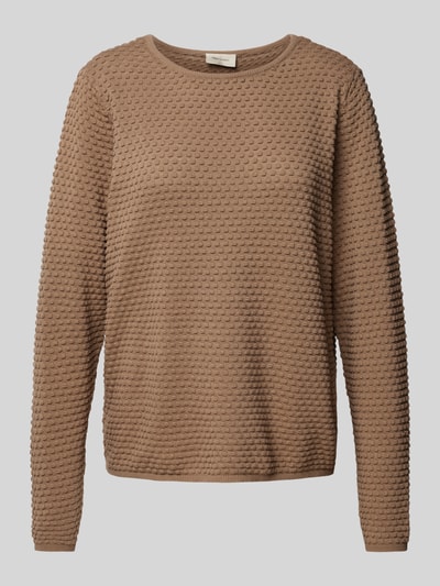 FREE/QUENT Gebreide pullover met ribboorden, model 'Dodo' Taupe - 2