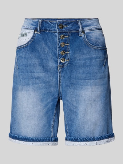 Blue Monkey Straight leg korte jeans met contrastgarnering, model 'ALEXIS' Lichtblauw - 2