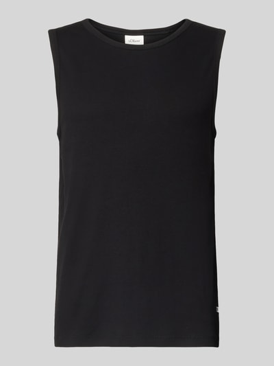 Produktfoto, Slim Fit Tank Top aus Baumwoll-Mix von s.Oliver RED LABEL, czarny, gładki wzór, krój slim fit, szerokie ramiączka, drobny prążek