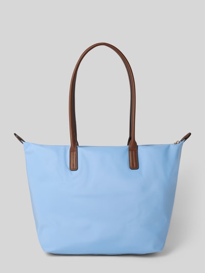Produktfoto, Shopper mit Leder-Details Modell 'POPETTE' von Tommy Hilfiger, Optik: Unifarben Hellblau, Reißverschluss, Logo-Applikation aus Metall, Tragehenkel