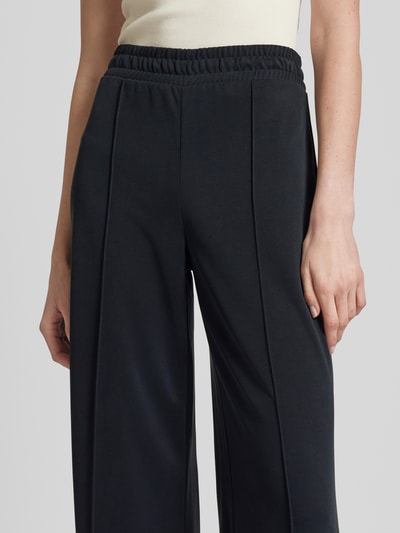 Esprit Wide leg stoffen broek met vaste persplooien Zwart - 3