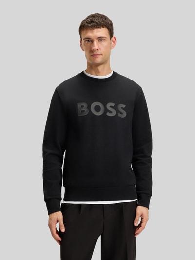 BOSS Green Regular fit sweatshirt van katoenmix, model 'SALBO' Zwart - 4