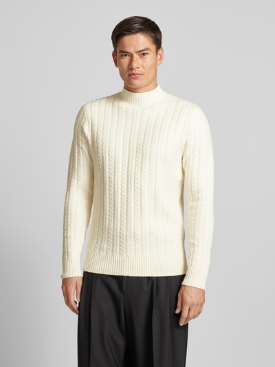 Drykorn Strickpullover mit gerippten Abschlüssen Modell 'Zayn' Offwhite 4