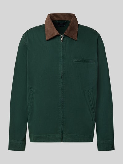 Produktfoto, Regular Fit Jacke aus reiner Baumwolle von MCNEAL in Dunkelgrün mit Cord-Umlegekragen, Reißverschluss, Brust- und Eingrifftaschen