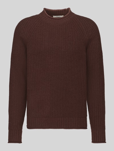 Selected Pullover mit Raglanärmeln aus Wollmix Dunkelbraun 2