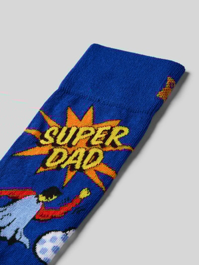 Happy Socks Sokken met motiefstitching, model 'FLYING SUPER DAD' Koningsblauw - 2