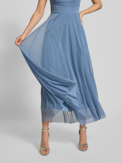TROYDEN COLLECTION Cocktailkleid mit Spaghettiträgern und Raffungen Hellblau 3