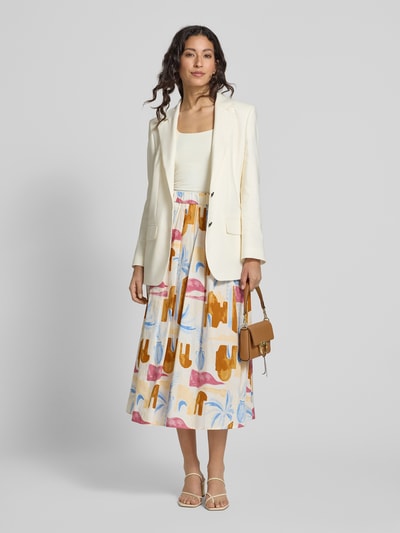 Christian Berg Woman Selection Spódnica midi o linii A z czystej bawełny z zakładkami w pasie Beżowy 1