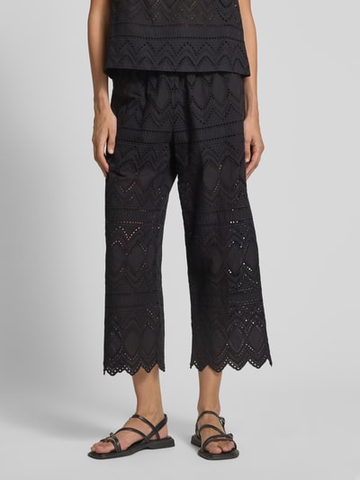 Christian Berg Woman Selection Regular fit culotte met broderie anglaise Zwart - 4