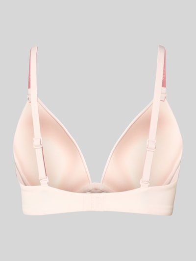 Produktfoto, BH mit Logo und verstellbaren Trägern von PUMA in zartem Rosaton, glatte Oberfläche, gepolsterte Cups, Hakenverschluss, Stretch-Material.