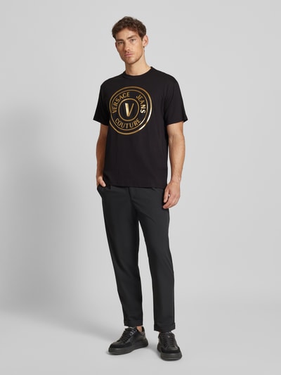 Versace Jeans Couture T-shirt met labelprint, model 'CJ00T' Zwart - 1