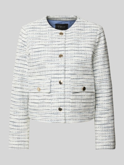 s.Oliver BLACK LABEL Regular Fit Kurzblazer in Bouclé-Qualität mit Zierknöpfen Offwhite 2