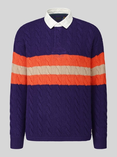 Polo Ralph Lauren Strickpullover mit Hemdkragen Lila 2