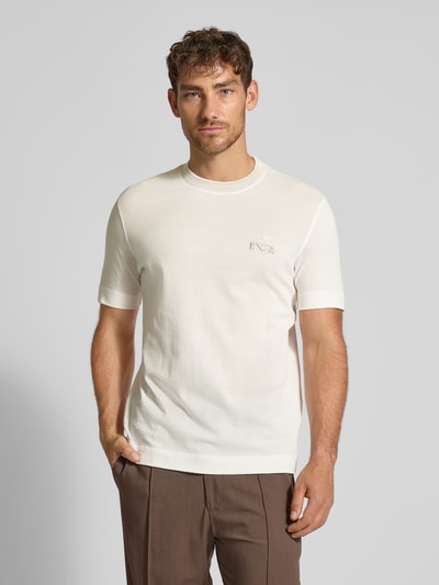 Emporio Armani T-Shirt mit Label-Stitching und Rundhalsausschnitt Offwhite 4