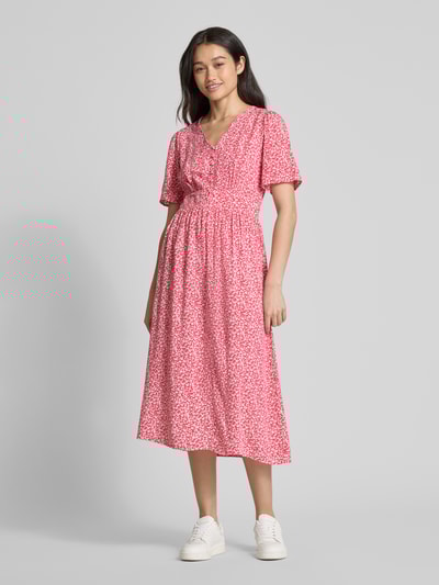 Pieces Sukienka casualowa taliowana z czystej wiskozy model ‘TALA’ Mocnoróżowy 4