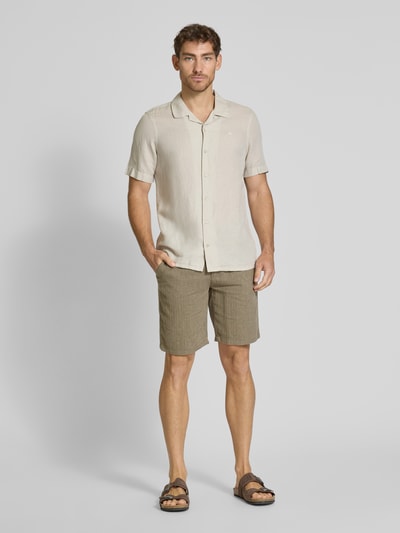 Lindbergh Regular Fit Bermudas aus Baumwoll-Leinen-Mix Oliv 1