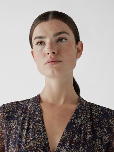 Vanessa Bruno Midikleid mit floralem Muster Marineblau 3