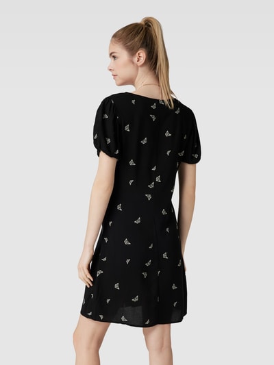 Only Jurk van viscose met all-over motief, model 'LUCY' Zwart - 5