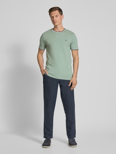 Christian Berg Men T-shirt met ribboorden Olijfgroen - 1
