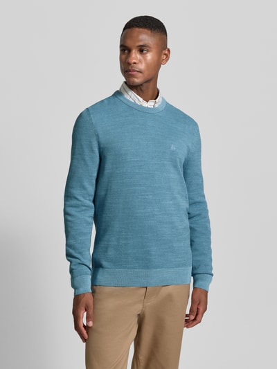 Marc O'Polo Regular fit gebreide pullover van zuiver katoen Aquablauw gemêleerd - 4