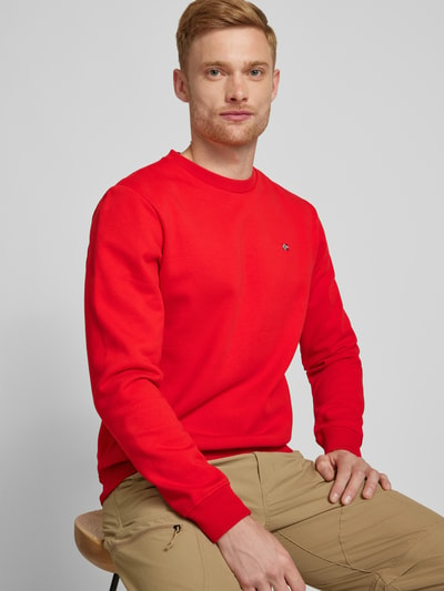 Napapijri Sweatshirt  mit Label-Stitching Modell 'balis' Rot 3