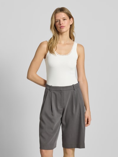 Gina Tricot Top met bandjes in riblook met kant Ecru - 4