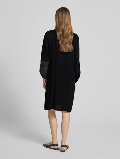 comma Knielanges Kleid aus Viskose mit Schlüsselloch-Ausschnitt Black 5