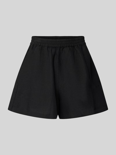 Produktfoto, Relaxed Fit Shorts aus Leinen-Viskose-Mix Modell 'TALLAN' von BOSS Orange in Schwarz, unifarben, elastischer Bund, Mid Waist, glatte Textur.