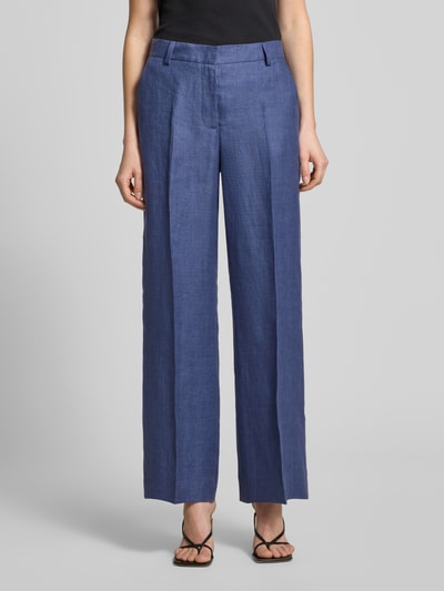 Weekend Max Mara Regular Fit straight Leg Anzughose aus reinem Leinen Modell 'MALIZIA' Dunkelblau 4