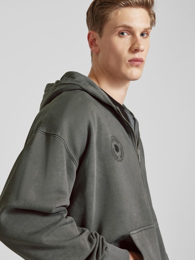 Pegador Oversized sweatjack met labelprint, model 'GORDAN' Donkergrijs - 3