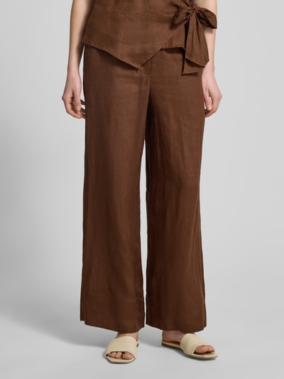 Tommy Hilfiger loose fit wijdte broek van puur linnen Middenbruin - 4