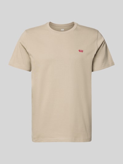 Produktfoto, T-shirt met labeldetail van Levi's®, heren, puur katoen, regular fit, ronde hals, ruglengte maat M 68 cm, beige, glad oppervlak