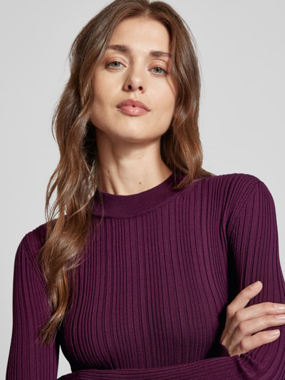 HUGO Gebreide pullover in riblook, model 'Sarphammy' Aubergine - 3