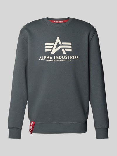 Alpha Industries „BASIC SWEATER” z nadrukiem z logo  Ciemnoszary 2