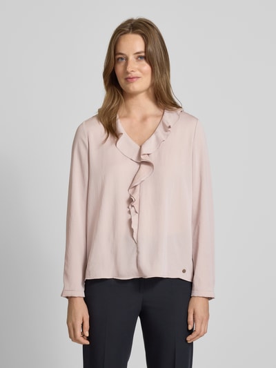 Marc Cain Regular fit blouse met V-hals en volants Kit - 4