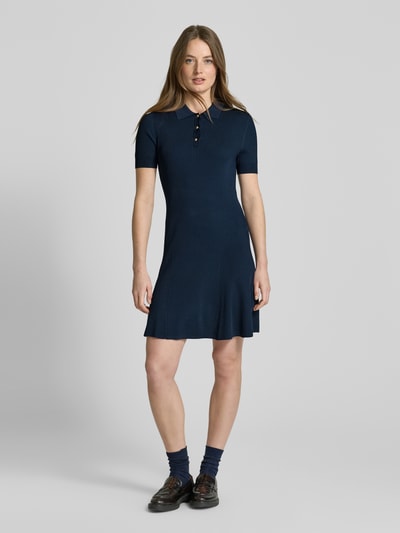 Tommy Hilfiger Knielange polojurk in riblook Marineblauw - 1