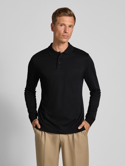 Christian Berg Men Regular fit poloshirt in design met lange mouwen Zwart - 4