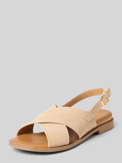 Produktfoto, Sandalen aus echtem Leder von Tamaris, Optik: Unifarben, Schuhspitze: Abgerundet, Absatzform: Blockabsatz, Label-Prägung, Dornschließe, Sohle: Strukturiert, Materialverarbeitung: Veloursleder